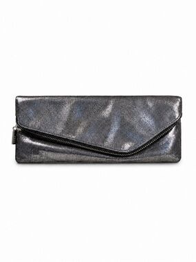 Hobo Gunmetal Leather Zip Clutch